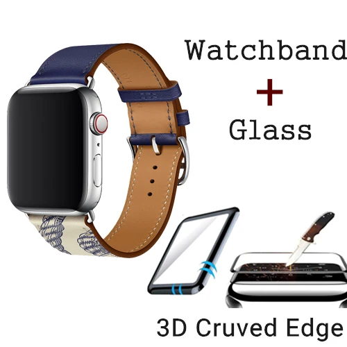Ремешок из натуральной кожи с логотипом Herm для Apple Watch Series 5, 4, 3, 2, 1, 44 мм, 40 мм, сменный ремешок для наручных часов iWatch - Цвет ремешка: Encre Beton