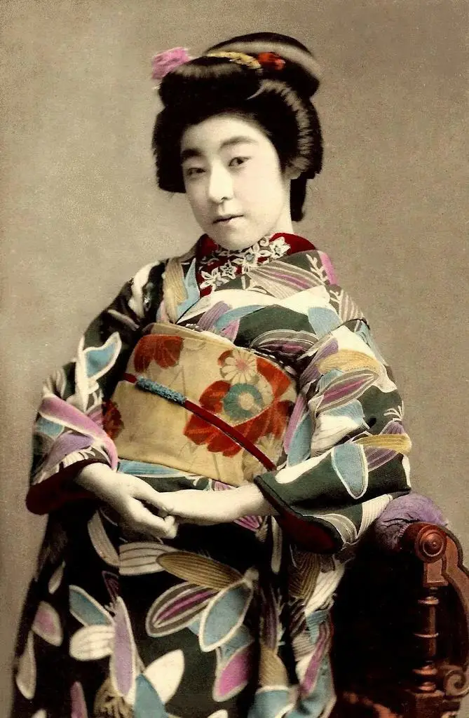 Framed Print Vintage Asian Japanese Chinese Geisha Gardening Picture Oriental 