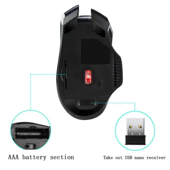 

Gaming Mouse Wireless Adjustable 2400DPI Optical Computer Mice 2.4GHz USB Receiver PC Laptop Desktop