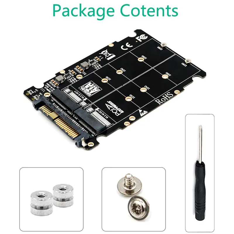 2 In 1 M.2 NVMe SATA U2PCB M.2 NVME SSD Key M Key B SSD To U.2 SFF-8639 Adapter PCIe M2 Converter Desktop Computer Parts — view 6