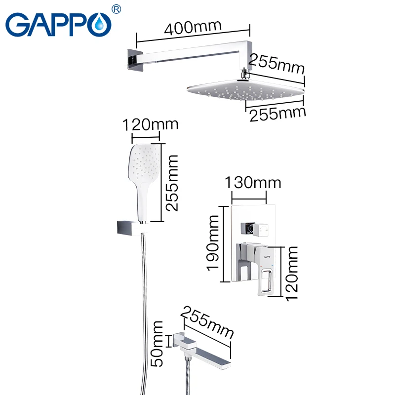 GAPPO Shower system wall mounted white bathroom faucet mixer rainfall shower set waterfall torneira do chuveiro bathroom