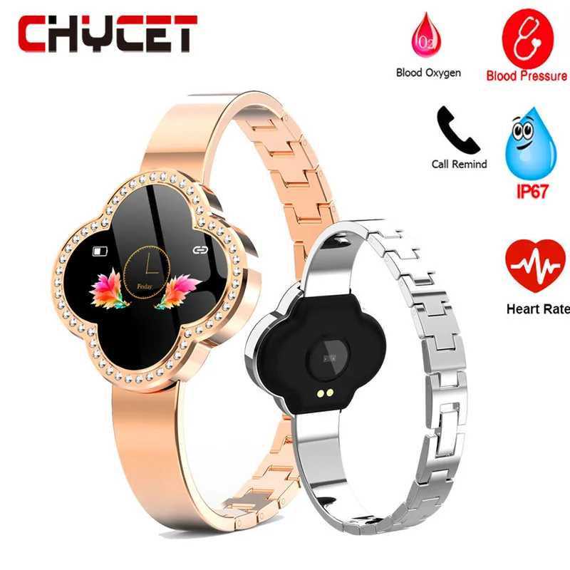 

Women Smart Bracelet Colorful Display Heart Rate sleep monitor IP67 Waterproof Steel Strap Fitness Wearable Smart Wristband