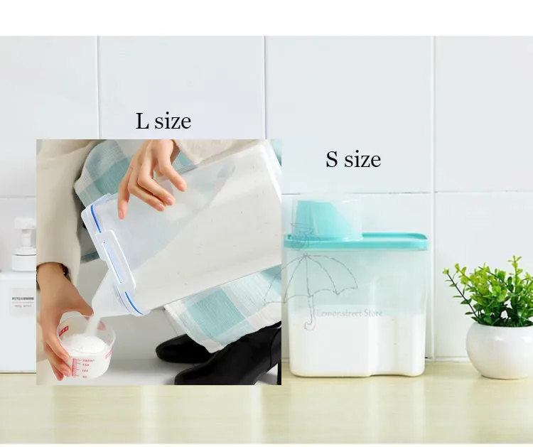 Бутылка для хранения для мытья дома емкость для муки домашняя большая емкость для мытья Емкость для порошка коробка с мерной крышкой чашки