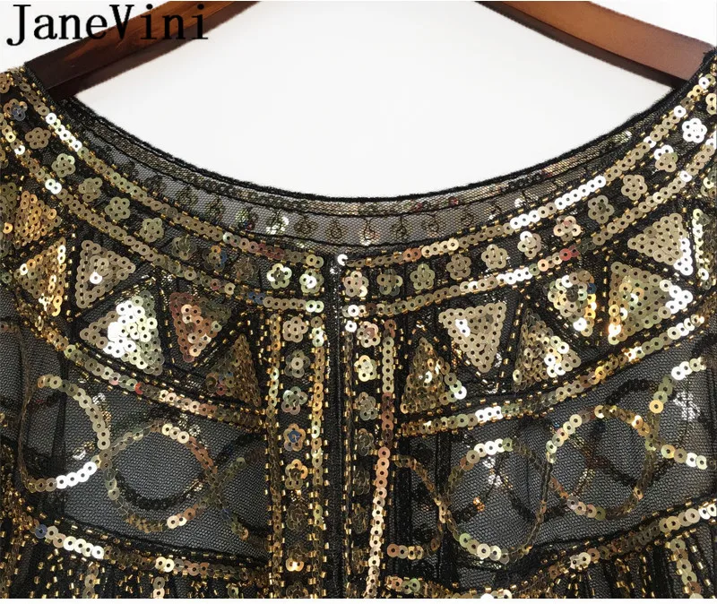 JaneVini Bling Sequins женская накидка из бисера упаковка для свадебного платья Палантины Золотой Черный жакет вечернее платье Болеро