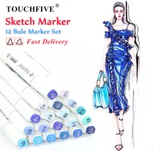 TOUCHFIVE, 20 цветов, синие маркеры для дизайна, набор кистей, ручки для графического искусства, ручки на спиртовой основе для рисования, маркеры манги