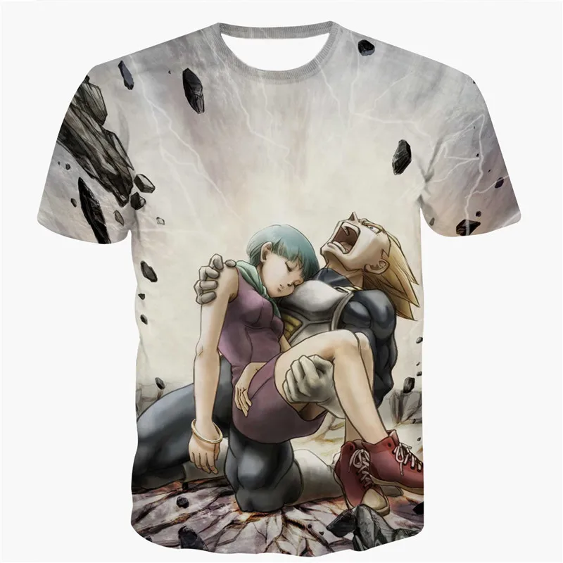 Летняя футболка для мужчин 3D Вегета Bulma взрослых Одежда Японские Аниме комиксов высокого качества футболки