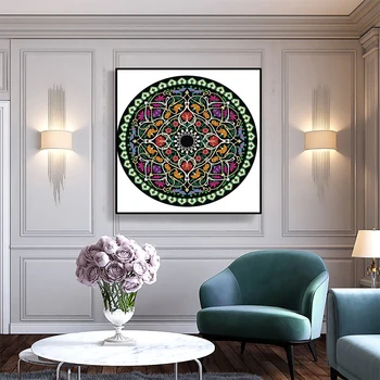 

Canvas Wall Art Mandala Indian Style Decorative Calligraphy Art Wall Pictures for Living Room Posters and Prints Home Decoration