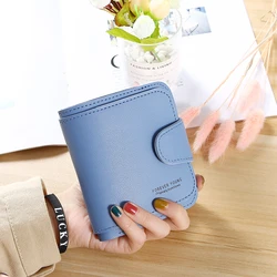Women Short Solid Color Wallet Female Mini Hasp Money Clip Fashion Letter Tri-fold Coin Purse Ladies Multi-card Holder Clutch