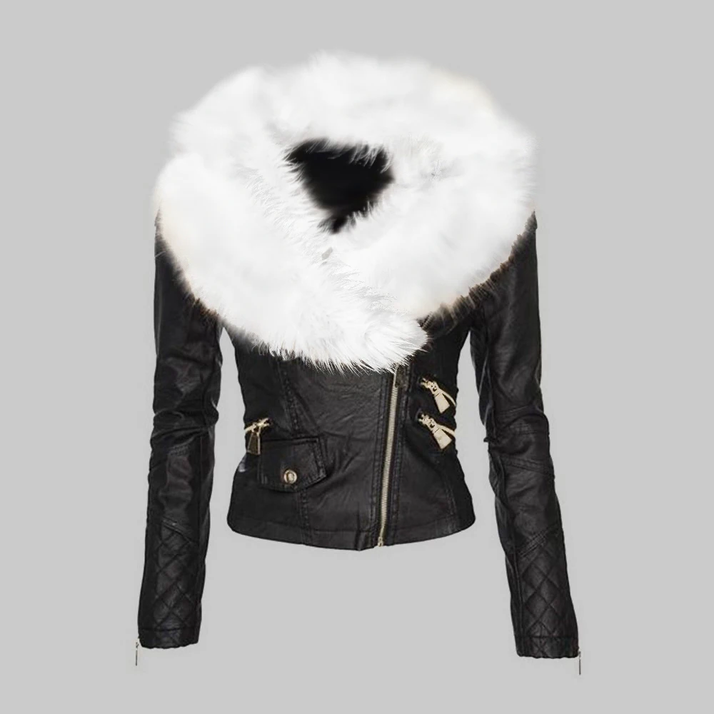 Пальто из искусственного меха, кожаная куртка, женские толстовки, зима-осень, мотоциклетная куртка, черная верхняя одежда, искусственная кожа, куртка из искусственной кожи