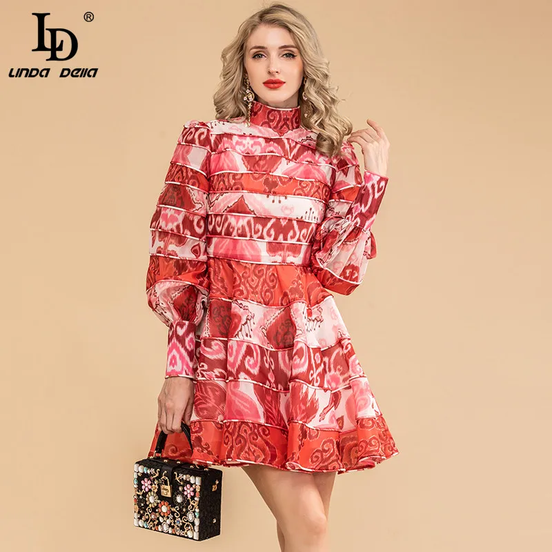 LD LINDA DELLA Fashion Runway Autumn Short Dress