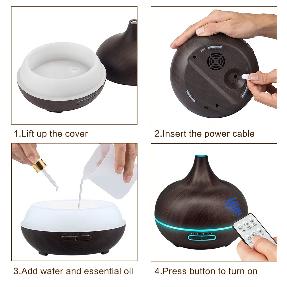 Diffuseur D'huiles Essentielles En Bois Marron – Électrique Et Silencieux