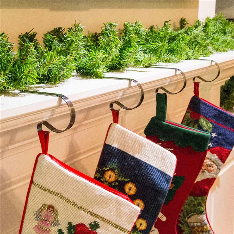 Christmas Stocking Holder New Year's Socks Christmas Home Decor Xmas Holding Metal Hanging Hook Festive Party DIY Supplies