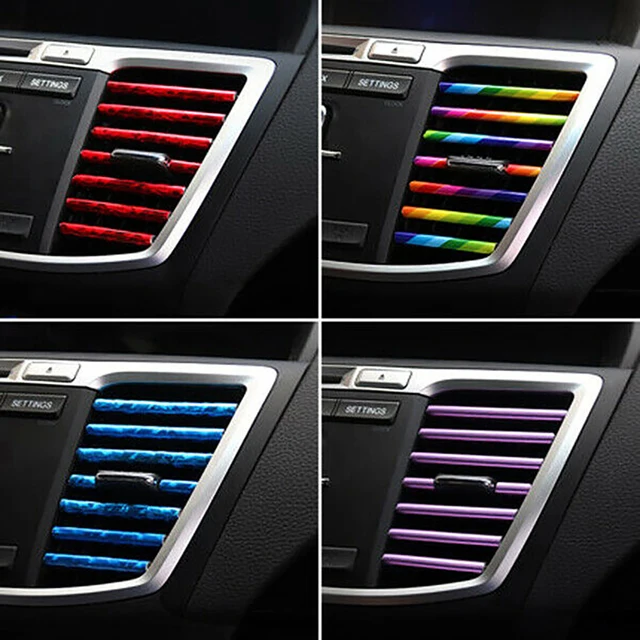 10 Pcs Colorful Car Accessories DIY Car Interior Air Conditioner Outlet Vent Grille Chrome Decoration Strip Silvery Car styling 1