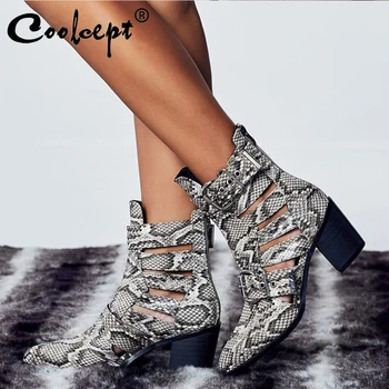 

Coolcept Women Fashion Shoes Stylish Buckle Pointed Toe Shoes Women Thick High Heels Good Quality Footwear Size 35-42
