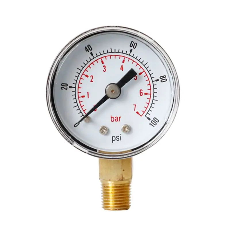100psi Манометр 40 мм Циферблат 1/" BSPT вертикальный 15,30, 60,100, 160 200300 фунтов/кв. дюйм и бар - Цвет: 100psi