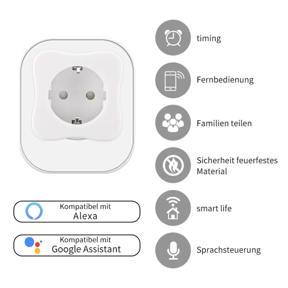 Teekar, умный WiFi адаптер, стандарт ЕС, туя, умная жизнь, дистанционное Голосовое управление, розетка, работает с Alexa Google Home, белый