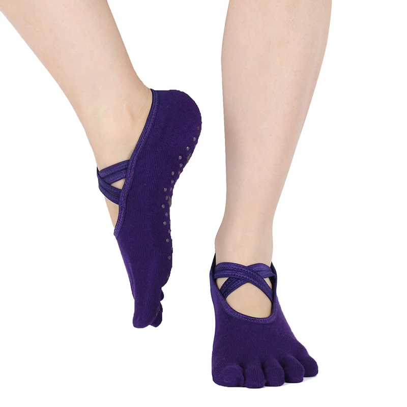 Yoga Socks for Lady Silicone dots Non-Slip Grips for Pilates Pure Barre Ballet Dance Slippers Five fingers Workout Socks