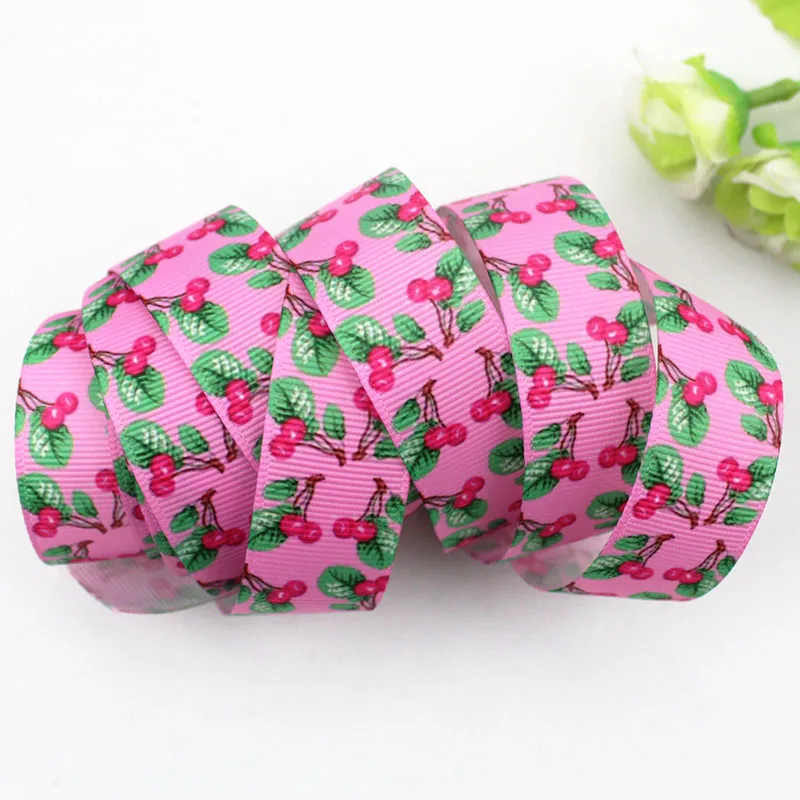 

Cute cartoon Cherry printed grosgrain ribbon 9-75mm DIY handmade materials hair accessorie wedding gift wrap tape ribbons