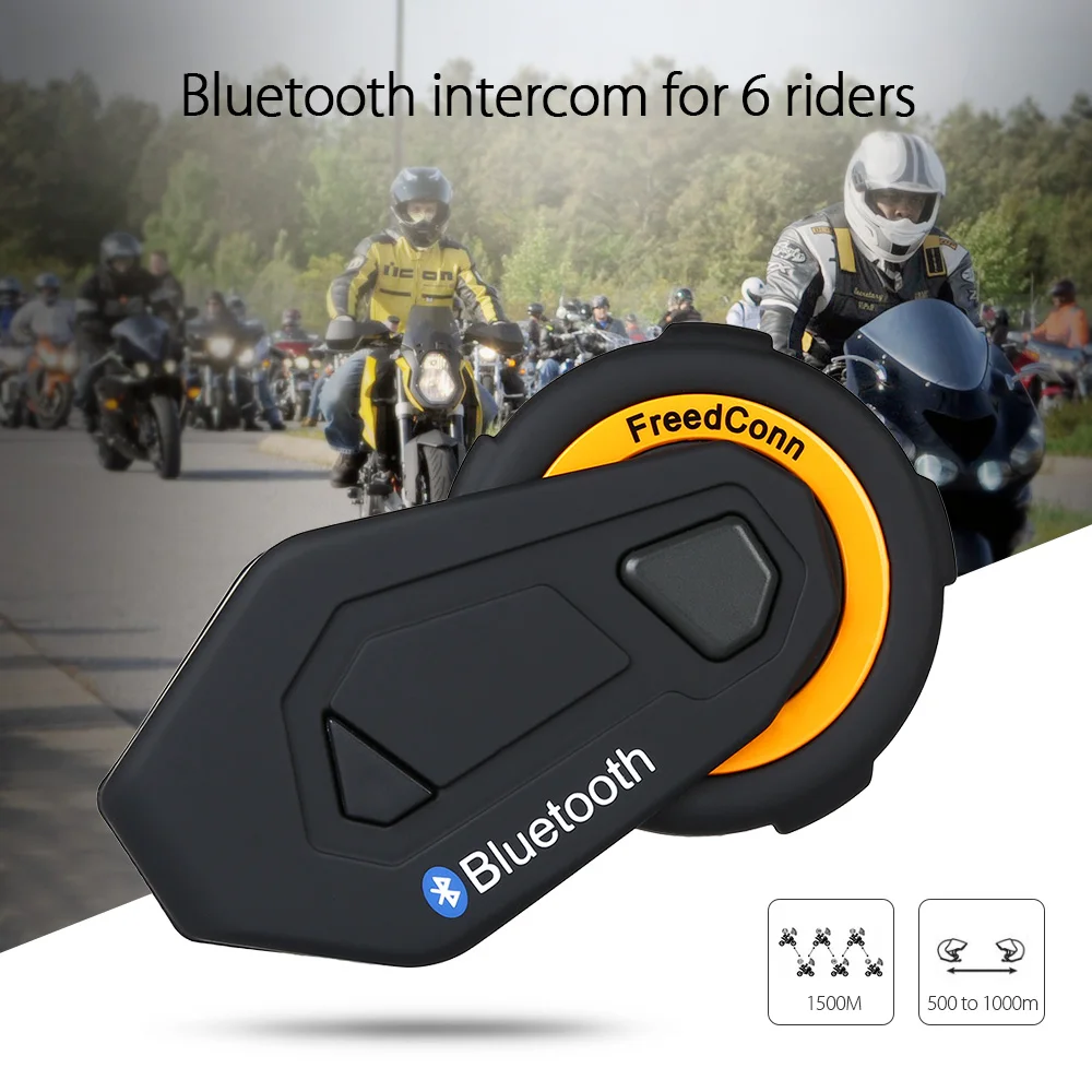 

Freedconn T-Max Motorcycle Helmet Bluetooth Intercom Headset 6 Riders Group Talking FM intercomunicador moto + Soft Earpiece