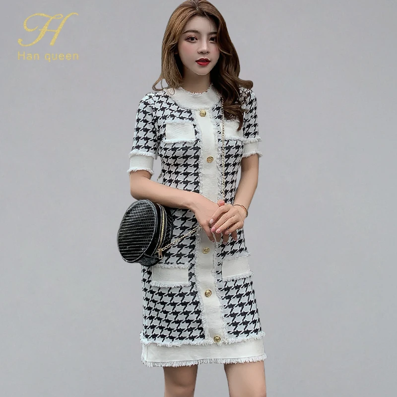 

H Han Queen 2019 Autumn Single-breasted Pockets Knitted Dress Women Elegant Pencil Bodycon Dresses OL Work Wear Stretch Vestidos