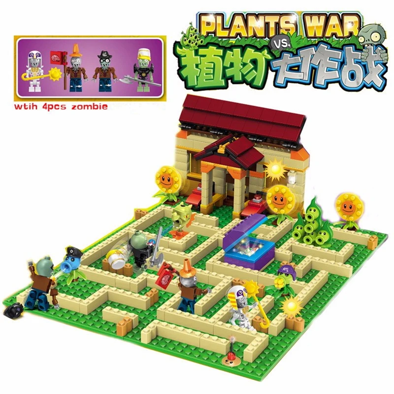 387pcs Plants vs Zombies Garden Game Building Blocks Bricks Kids DIY Toys BQP 
