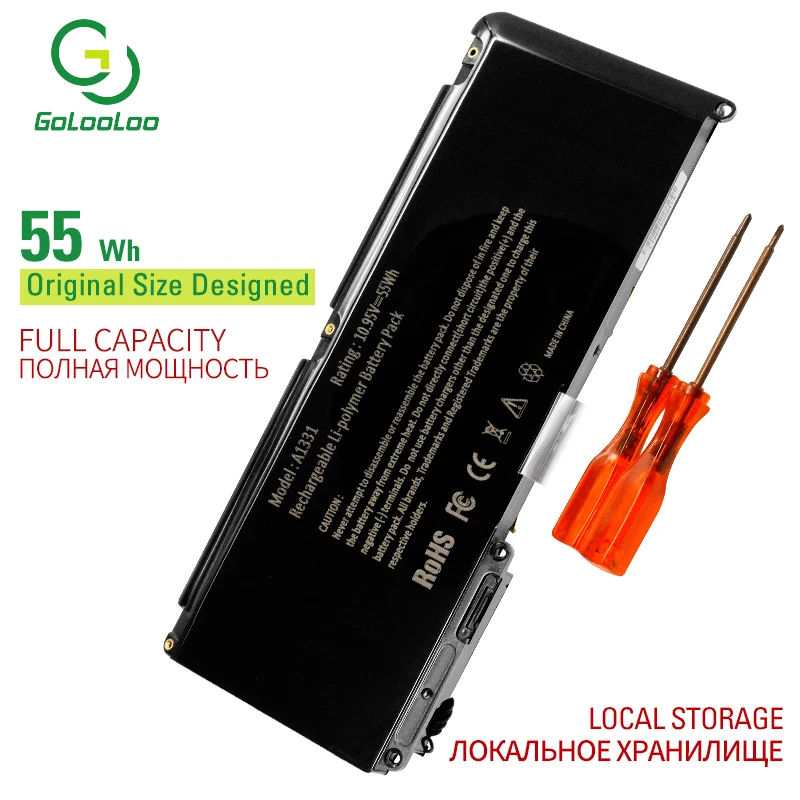 Аккумулятор Golooloo для ноутбука Apple MacBook 13," A1331 A1342 Unibody MC207LL/A MC516LL/A 55WH 10,95 V отвертка батарея