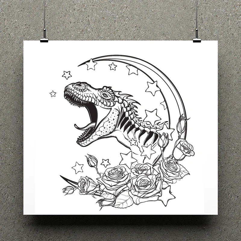 

AZSG Dinosaur Flower Moon Star Clear Stamps For Scrapbooking DIY Clip Art /Card Making Decoration Silicone Stamps Crafts