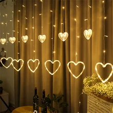 

LED Star Heart Shape Curtain String Lights Christmas Decorations 220V 250CM For Wedding Party Holiday Led String Fairy Lights