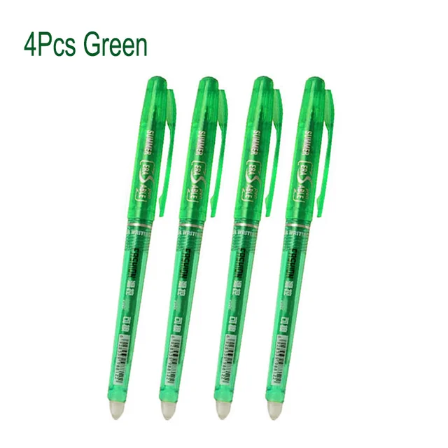 8Pcs/Set Erasable Gel Pen 0.7mm 0.5mm Bullet Tip Blue Black Red Ink Refill Rods 8 Color Writing Drawing Painting Washable Handle 4pcs green