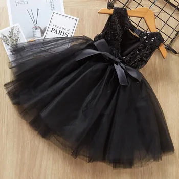 

27KIDS Girls Black Dress Autumn Princess Ballet Performance Dance Dress For Kids Clothes Children Clothing Casual Dresses Sets