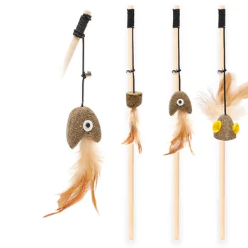 

cat's Catnip feather stick toy Pet Cat Toy Newly Design Bird Feather wood mint Toy for Cats Catcher Teaser Toys#0805PJR