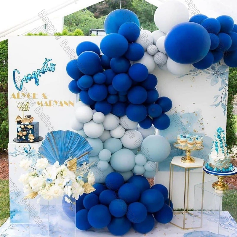 

118 шт., двойные матовые темно-синие Романтические Свадебные Воздушные шары