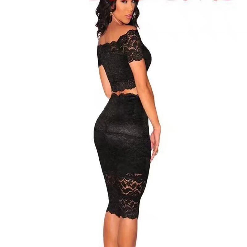 Летнее женское сексуальное платье из двух частей с коротким рукавом vestidos кружевное Бандажное платье бодикон открытые вечерние платья оптом