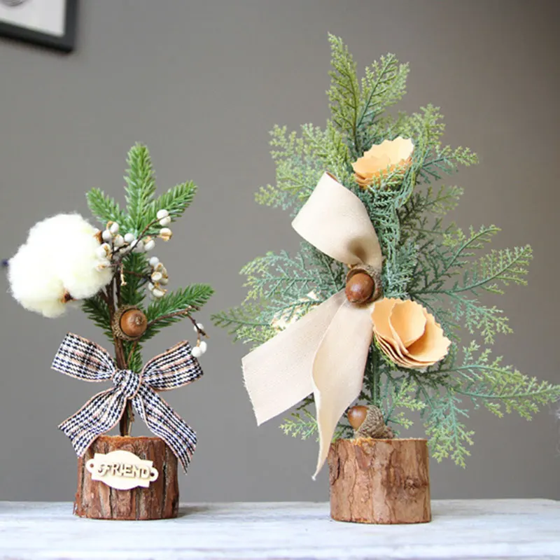 Christmas Descoration for Home 25cm Mini Christmas Tree Fake Fruit Table Decor Party Ornaments Xmas Gift