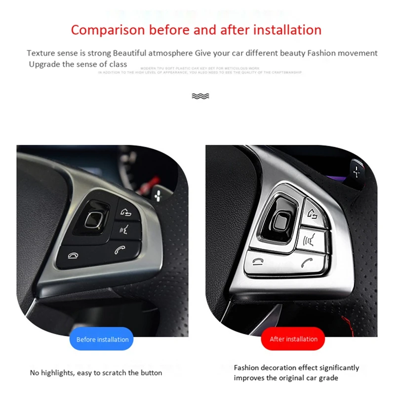 12 шт. автомобильный Стайлинг, кнопки на рулевое колесо, накладка, наклейки для Mercedes Benz GLC X253& C Class W205 Silve