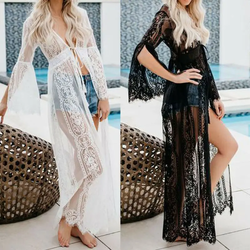Swimsuit Cover Up Swimsuit Coverup Fishnet Cover Up Chiffon Cardigan Top Women Dresses Japanese Kimono Clothes Women Boho Lace Kimono Shirt Cardigan Long Beach Cover Up Top Dress Blouse
