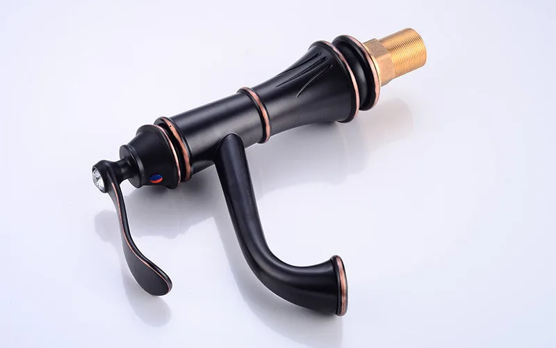 Bathroom Basin Faucets Black Oil Brushed Solid Brass Hot& Cold Sink Mixer Tap Single Handle Deck Mounted Free Shipping