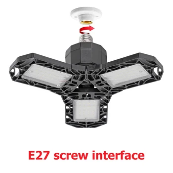 

E27 72 LED Garage Light Adjustable Ceiling Lamp Deform Light Industrial Lamp for Workshop Warehouse Factory Gym Dropship