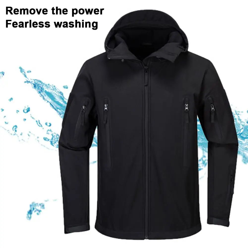 

2019 Men Winter Outdoor USB Infrared Heating Hooded Jacket Electric Thermal Clothing Coat With Rechargeable Battery