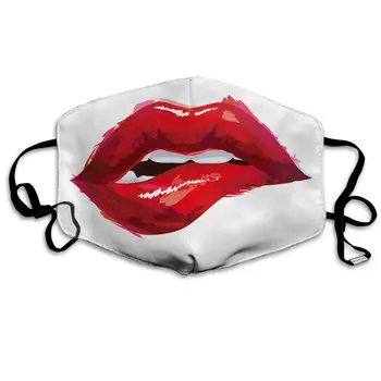 

Swono Mask Lip,Fashion Sexy Woman Red Biting Lips Polyester Anti Dust Face Mask-Washable and Reusable Mask for Cycling Camping