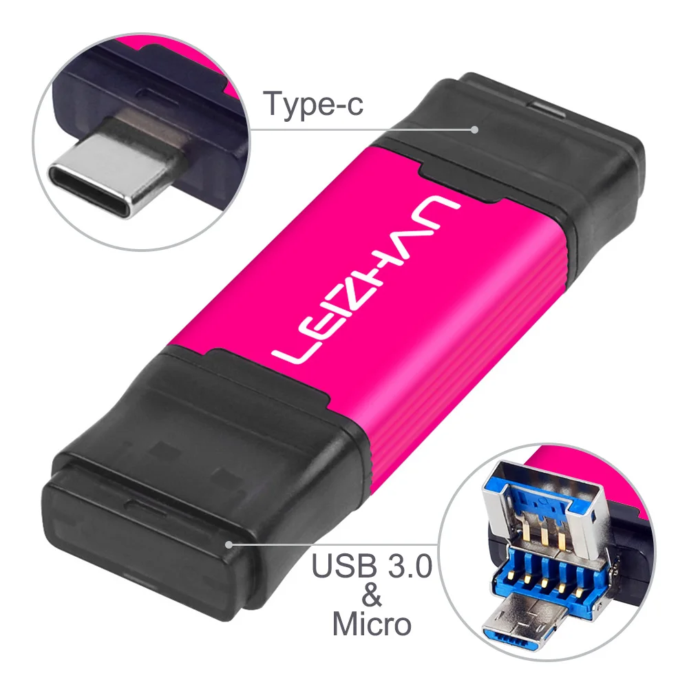 Флэш накопитель LEIZHAN USB 3 0 OTG флэш Android для Huawei P30 Samsung S10 S9 S8 S7 S6 S5 Type c накопитель|USB