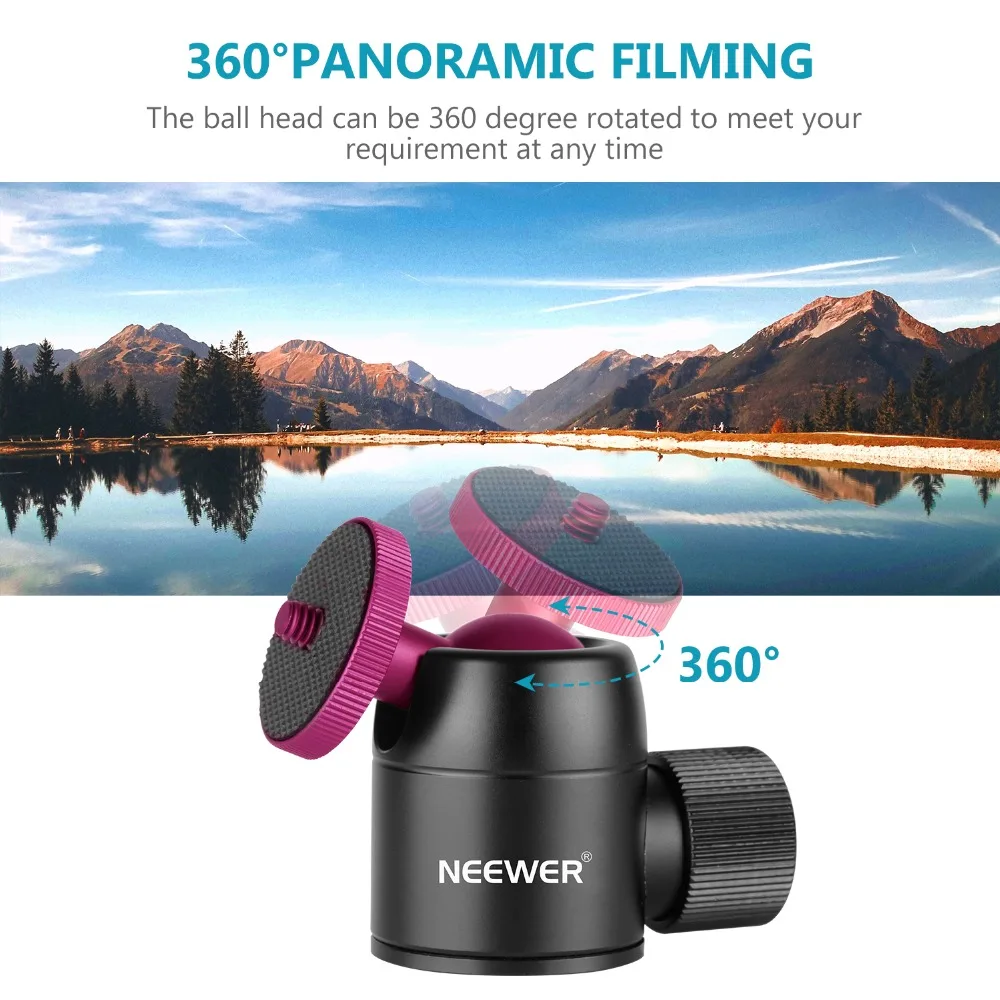 Neewer камера штатив шаровая Головка 360 степени Пан 90 градусов наклон вращающийся панорамный шаровая Головка с 1/4 дюймовым винтом для DSLR камеры s