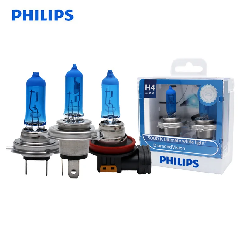 Philips Diamond Vision H1 H4 H7 H8 H11 HB3 HB4 9003 9005 9006 12V 5000K автомобильные галогенные светильник ры