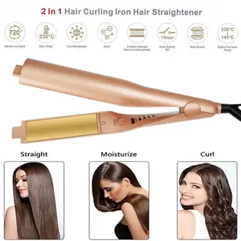 

Ceramic Flat Iron Hair Straightener Hair Straight Styler 2 in 1 Twist Hair Curler Roller Curling Iron Hair Wave Crimping Iron
