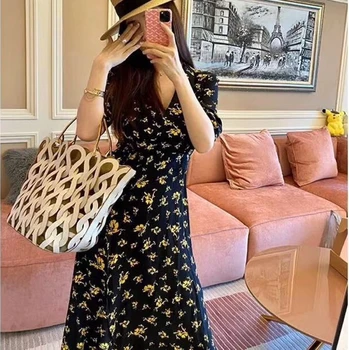 

Women's 2020 Spring New short sleeve Floral Print irregulaer long Wrap Dress