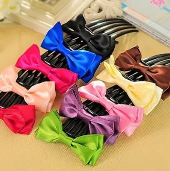 Многоцветный 240pcs/lot DIY Multi Handwork Ribbon Hair Forks Bowknot Five Tooth Insert Combs Hair Styling Tool Hair Accessories HA600 - Цвет: Многоцветный