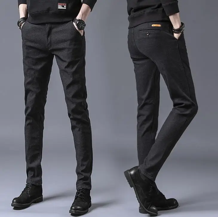 Мужские деловые повседневные брюки тренд дизайнер корейский стиль Slim Fit Многоцветный модные эластичные однотонные брюки Мужская брендовая одежда - Цвет: 505 Black