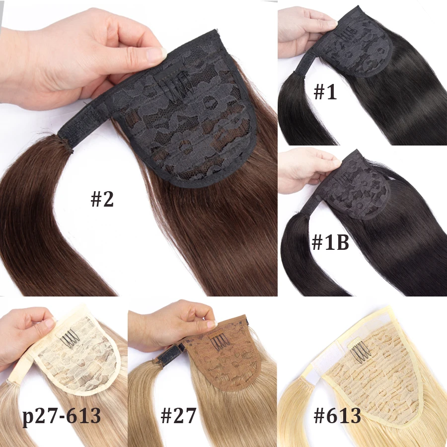 MRSHAIR 22 Inches Blonde Human Hair Ponytails Extensions 120grams Brown Hair Clip In Hair Extensions Tail Non-Remy Hair