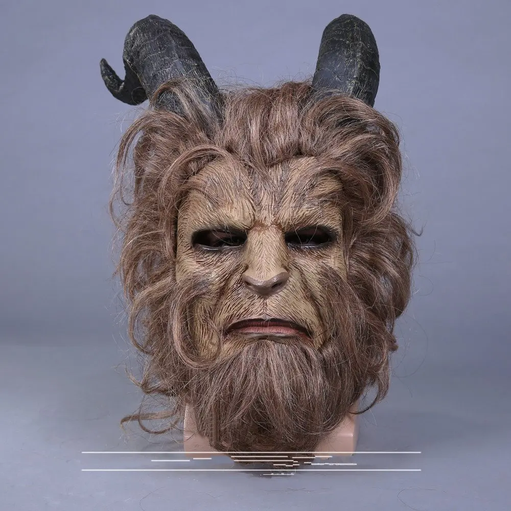 

Movie Beauty and the Beast Mask Cosplay Adam Prince Horror Lion Latex Masks Helmet Halloween Masquerade Party Props