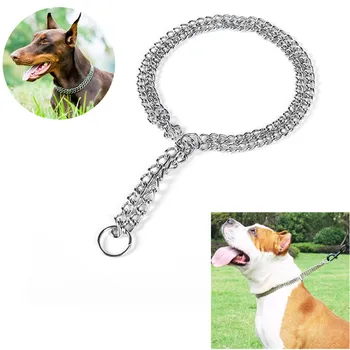 

Pet dog double chain anti-accident collar Small, medium and large pet dog chain Stainless steel necklace collar